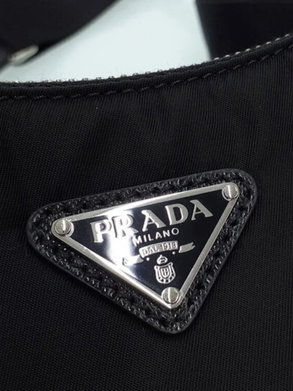 Black Nylon Shoulder Bag with Silver Chain and Pouch - Picture 2 of 3